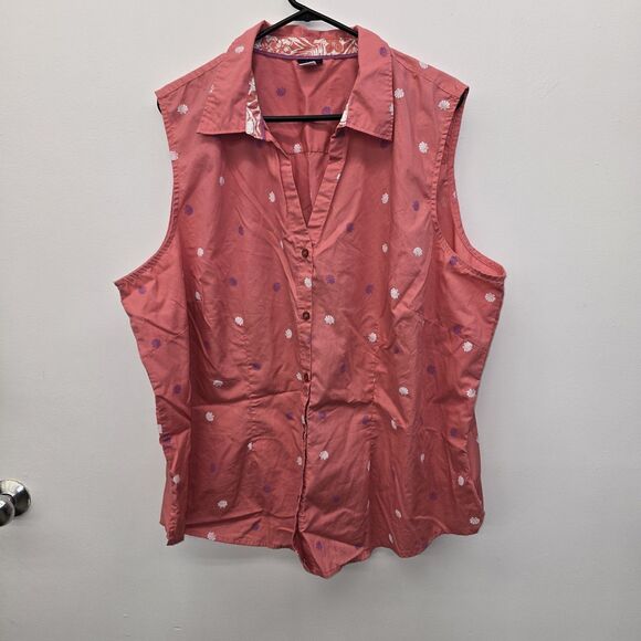 Basic Edition Women's Slevess Top Size 3X Button Up Pink(C39) - Picture 1 of 5